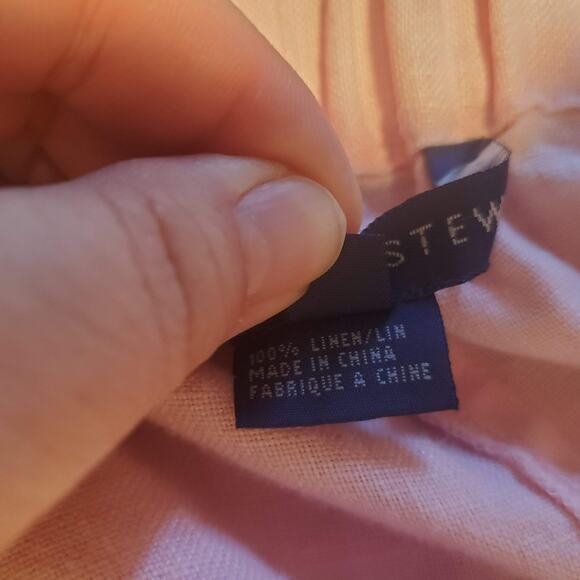 Catherine Stewart Size XL 100% Linen Button Front Wide Leg Capri Pant Petal Pink - Picture 5 of 9